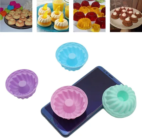 Miniatura 7 de Moldes de silicona para hornear, 12 moldes de silicona para donas, moldes antiadherentes para donas, muffins de calabaza, cupcakes, moldes