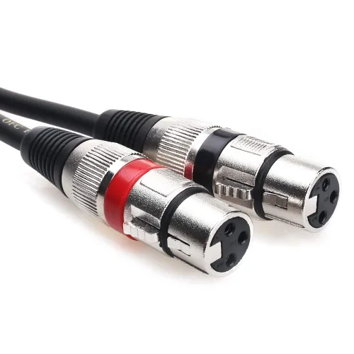 Miniatura 3 de Tisino Cable de micrófono estéreo XLR doble a 0.138 in, 2 XLR hembra a 1/8 pulgadas Mini Jack Y-Splitter Cable de micrófono de plomo de 3.3 pies
