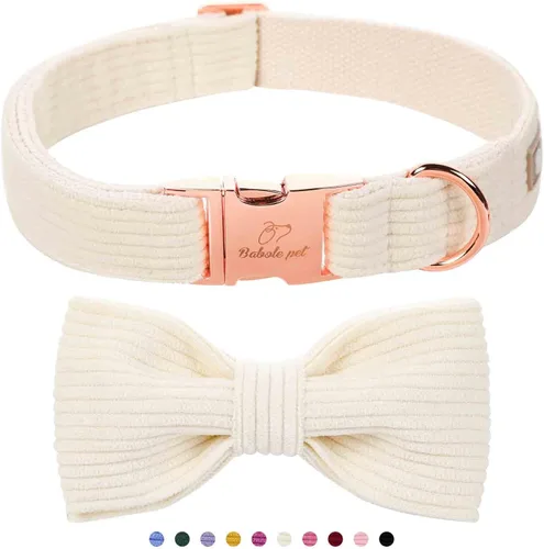 Miniatura 14 de Collares Verdes para Perros Pequeños, Lindo Collar de Pana para Perro con Corbatín, Hebilla de Metal de Seguridad, Collares Ajustables