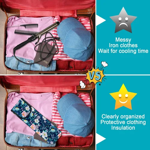 Miniatura 6 de Shappy 2 Piezas Funda de Viaje para Rizador Cubierta Resistente al Calor Estuche Porta Plancha Funda Manga de Neopreno Porta Alisador y Bolsa Plana