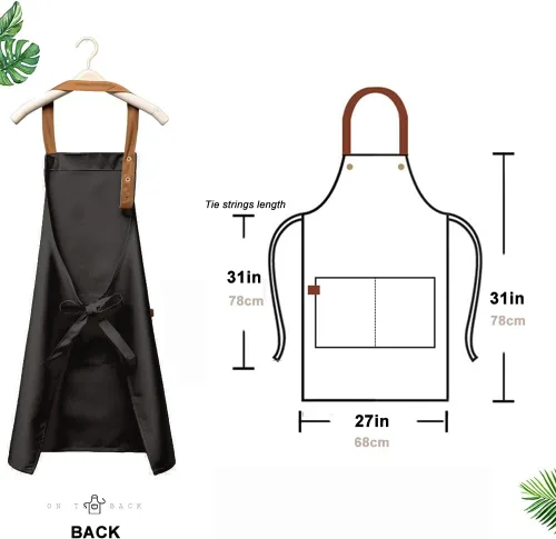 Miniatura 4 de Delantal de cocina con bolsillos, correa ajustable para el cuello para mujeres y hombres, delantal resistente al agua para chef artista camarero