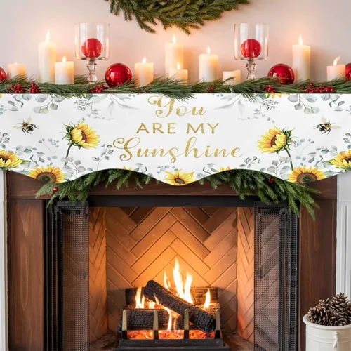 Miniatura 7 de Funda para bufanda de chimenea de eucalipto, girasol, mantel superior, bufanda para Navidad, Halloween, Acción de Gracias, otoño, decoración