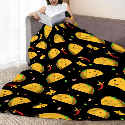 Miniatura 5 de Bonita manta de franela súper suave de tacos para cama, sofá, sala de estar, manta para niños, niñas, niños, multicolor, 40 x 50 pulgadas para niños