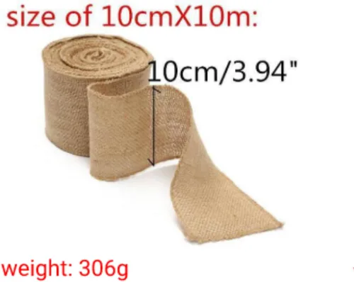 Miniatura 2 de Walfront Cinta de yute de arpillera ancha de yute para manualidades, rollo de cinta de arpillera de 10 yardas (3.9 in)