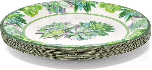 Miniatura 5 de Gift Boutique Juego de 96 piezas de suministros para fiestas suculentas: platos de papel, tazas y servilletas para tema de cactus y vegetación