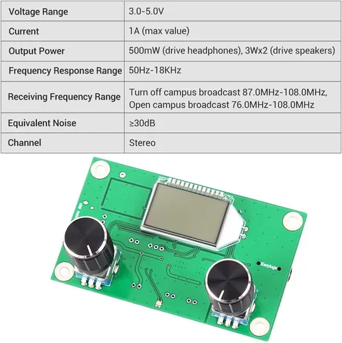 Miniatura 3 de Icstation, mini módulo receptor inalámbrico digital de radio FM, pantalla LCD, DSP PLL
