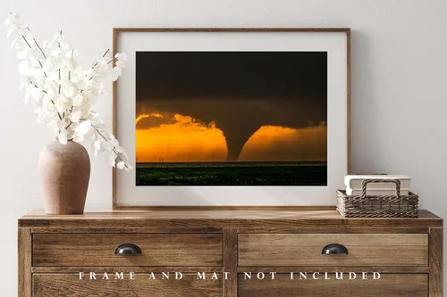 Miniatura 4 de Storm Photography Print (Not Framed) Picture of Tornado Silhouette at Sunset on Stormy Evening in Kansas Thunderstorm Wall Art Nature Decor (4" x 6")