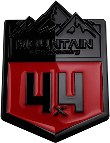 Miniatura 8 de 1 calcomanía de metal de montaña 4 x 4 para automóvil de campo traviesa, para carreras todoterreno (color negro y rojo)