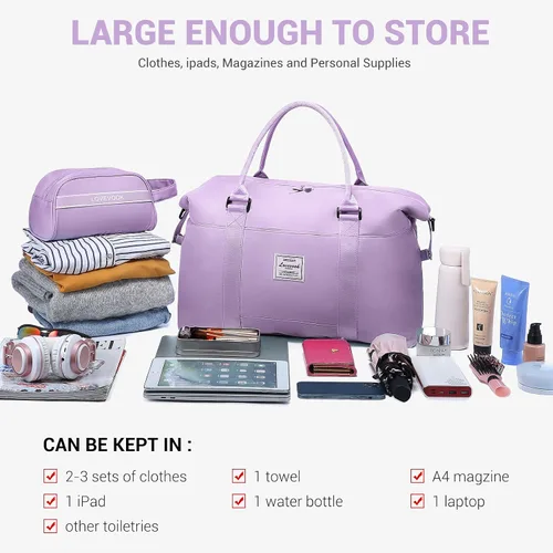Miniatura 17 de LOVEVOOK Bolsa de fin de semana para mujer, bonita bolsa de viaje para gimnasio, bolsa de viaje con bolsa de artículos de tocador, bolsa