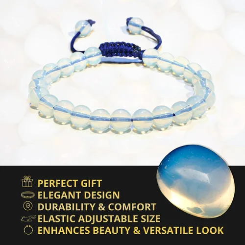 Miniatura 234 de Adjustable Crystal Bracelet – Gemstone Bead Bracelet with Adjustable Macrame String – Chic Gemstone Bracelet for Men and Women – 8mm Round Healing
