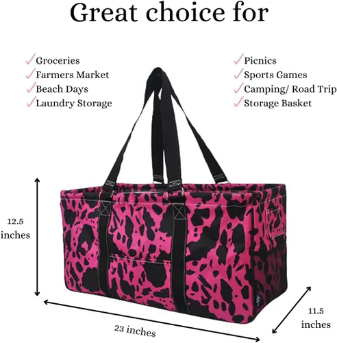Miniatura 371 de NGIL Bolsa de comestibles reutilizable extra grande plegable de gran tamaño para comestibles, almacenamiento, picnic, playa, Bronco-negro occidental
