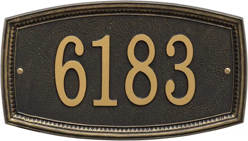 Whitehall Croswell Collection Standard Wall Address Plaque with One Line/Aluminum Material in Black/Gold 14.5 x 9 x .375 (6 Colors Available)