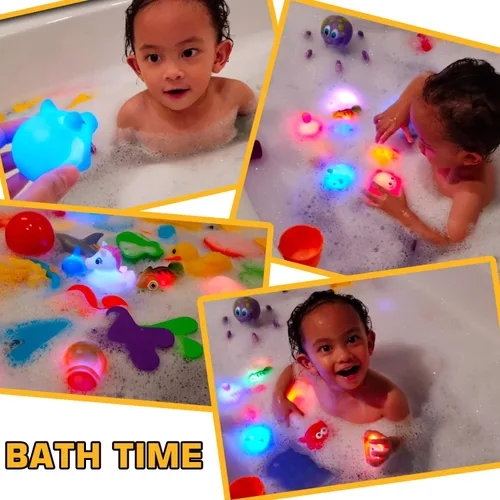 Miniatura 4 de Juguete de baño sin agujeros, paquete de 12 animales iluminados, juguetes de bañera de color intermitente para niños pequeños, piscina, fiesta