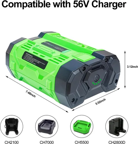 Miniatura 6 de DTK Batería de reemplazo para batería EGO 56V 2.5Ah Compatible con BA1400T BA2800 BA4200T BA5600T Ligera y fácil de transportar