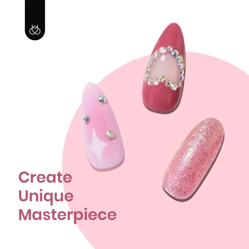 Miniatura 2 de Beetles - Esmalte de uñas en gel rosado con diseño francés blanco, juego de 6 piezas, colección Ciudad del Amor con purpurina rosa, 5