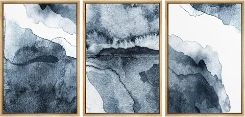 Miniatura 104 de NWT Lienzo enmarcado para pared, juego de arte en acuarela pastel, bosque de montaña oscura, naturaleza silvestre, ilustraciones de arte moderno