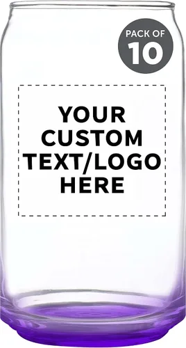 Miniatura 18 de Juego de 10 vasos de lata de cerveza personalizados, 16 onzas, tamaño de pinta, texto promocional, logotipo, forma de lata de soda, cristalería