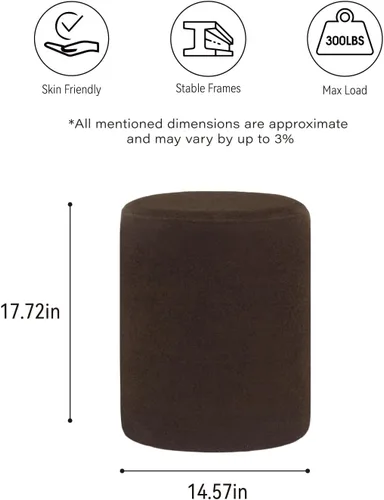 Miniatura 2 de O2B Otomana redonda moderna con asiento acolchado suave – Silla de tocador multifuncional, taburete tapizado reposapiés para sala de estar