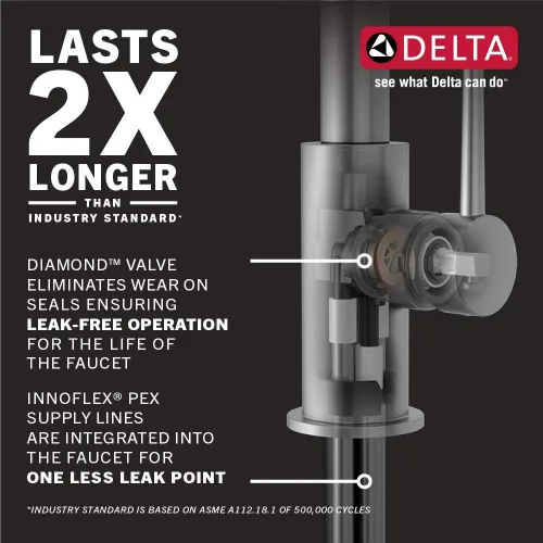 Miniatura 3 de Delta 9959-LS-DST Trinsic 1.8 GPM Grifo de barra y preparación de un solo orificio con cabezal rociador de acoplamiento magnético y giro limitado