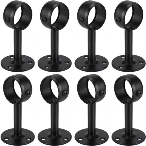 Miniatura 7 de Paquete de 4 soportes de barra de cortina de acero inoxidable de alta resistencia de 1 pulgada, soportes de extremo para poste de armario, soporte