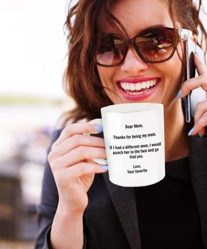 Miniatura 3 de Regalo para mamá divertido, taza de café con la frase "I'd Punch Another Mom In The Face", taza de regalo con broma de su hijo favorito