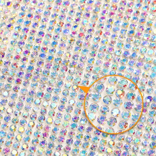 Miniatura 3 de Outus 60750 Piezas Lámina de Pedrería Brillante 59 x 7.87 Pulgadas Pegatina de Pedrería Autoadhesiva de Cristal Brillante con Diamantes de Imitación