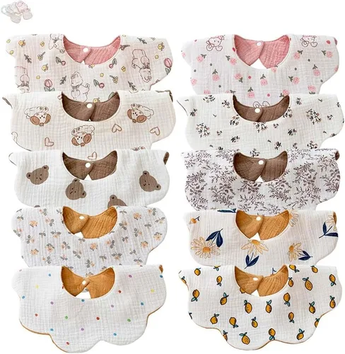 Miniatura 11 de Baberos de muselina para bebé para babeo y dentición Baberos para babeo de recién nacido para bebé niña o niño Albaricoque