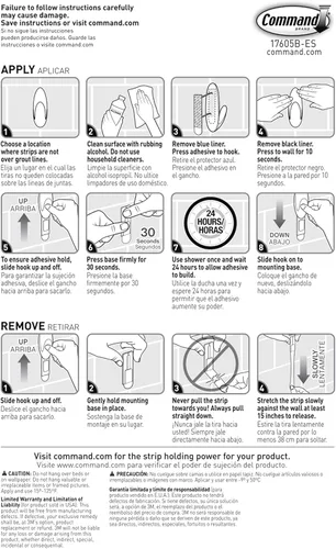 Miniatura 10 de Command Tiras de repuesto adhesivas resistentes al agua de 5 lb, 4 tiras grandes, para reutilizar ganchos de baño grandes u organizadores