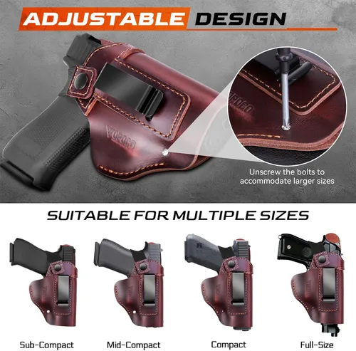 Miniatura 2 de IWB/OWB - Funda de cuero universal para pistola oculta para hombres y mujeres, compatible con Glock 17/19/23/26/42/43X Taurus G2/G2C/G3C Sig