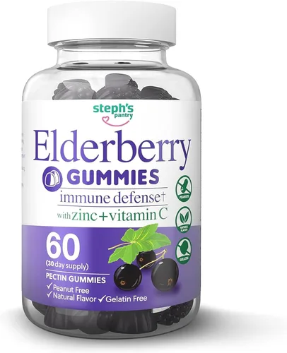 Miniatura 8 de Gomitas de saúco con vitamina C y zinc, gomitas de saúco para adultos y niños - Multivitaminas veganas de defensa de ingredientes naturales