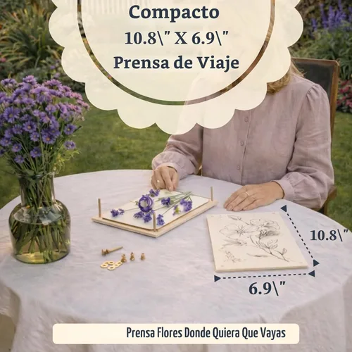 Miniatura 2 de Berstuk Prensa de flores de madera para adultos y adolescentes, incluye tutoriales de video expertos, kit de prensa de flores grande de 10.8 x 6.9