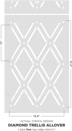Miniatura 3 de Plantilla de pared de enrejado de diamantes, plantillas grandes para pintar paredes, prueba plantillas en lugar de papel tapiz, plantillas modernas