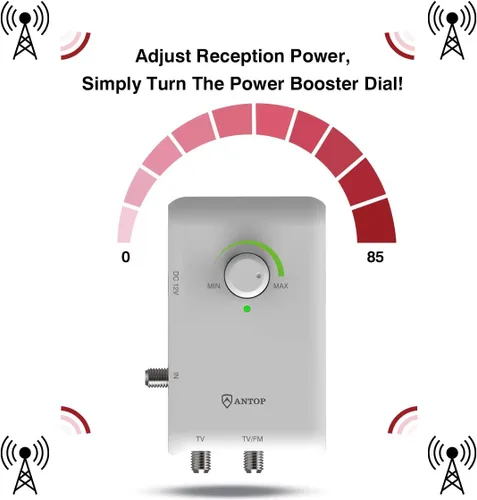 Miniatura 4 de ANTOP - Antena de TV para interiores y exteriores con panel de refuerzo inteligente HD con poste J (AT-800SBSJ)