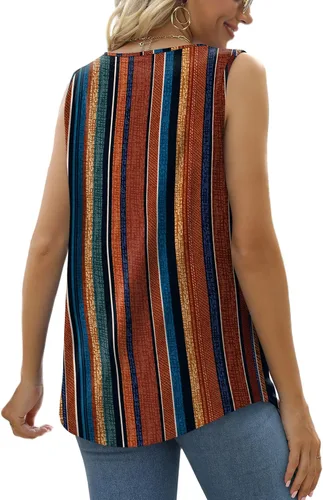 Miniatura 133 de Saloogoe - Camisetas sin mangas veraniegas para mujeres, plisadas con cuello cuadrado y dobladillo curvado, blusas de ajuste holgado con movimiento