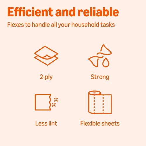 Miniatura 5 de Amazon Basics Toallas de papel de hojas flexibles de 2 capas, 12 rollos básicos = 40 rollos regulares, valor diario con 150 hojas por rollo