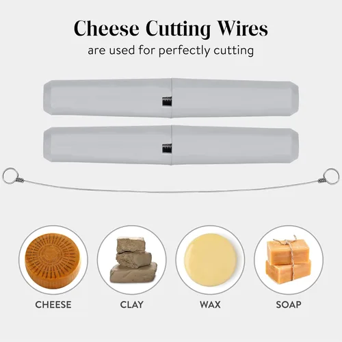 Miniatura 7 de ANDUSTRIAL Alambres de repuesto para corte de queso de acero inoxidable para queso suave y duro, fácil de usar y limpiar, 2 cables de 24 pulgadas +