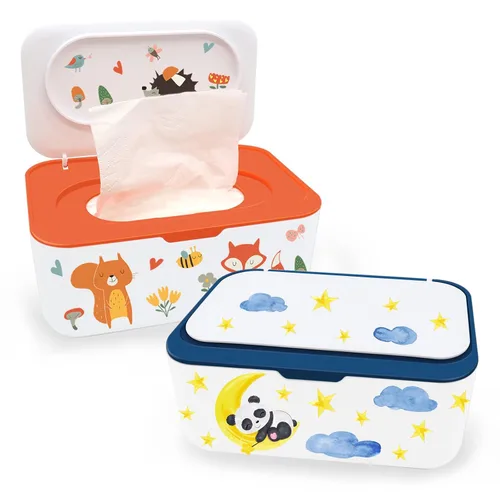 Miniatura 8 de Dispensador de toallitas para bebé, soporte para toallitas con tapa, contenedor de toallitas recargables con diseño de sellado, caja de toallitas