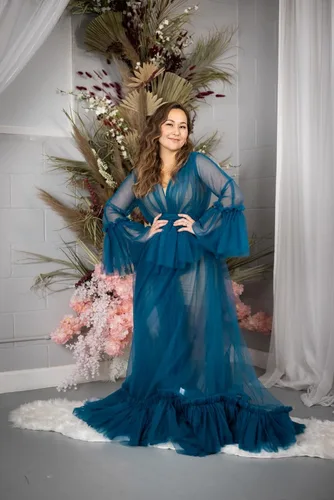 Miniatura 5 de Tianzhihe Bata de tul sexy larga ilusión sesión de fotos de maternidad lencería nupcial vestido camisón