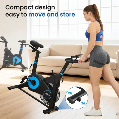 Miniatura 8 de ERGOLIFE Air - Bicicleta estática de resistencia magnética con ventilador exclusivo, aplicación App, 8 resistencias para ciclismo en interiores
