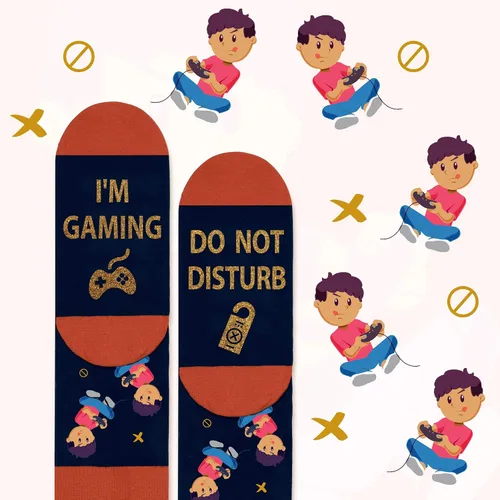 Miniatura 5 de Calcetines divertidos para videojuegos, calcetines novedosos para hombres, mujeres, adolescentes y niños, calcetines de vestir de algodón, regalo