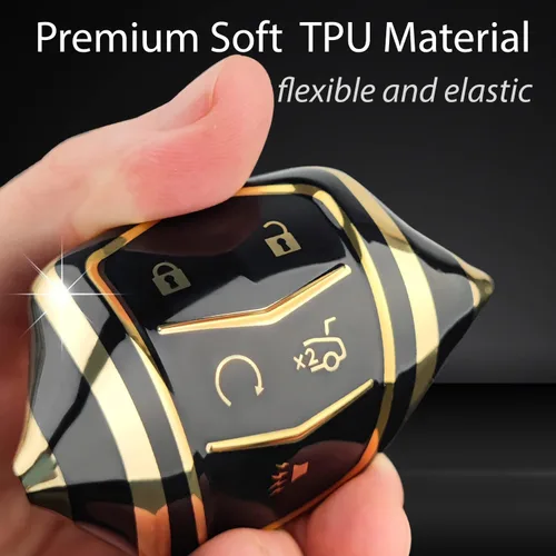 Miniatura 6 de OLLEN Funda para llavero con llavero brillante, apto para Cadillac ATS CTS CT6 SRX STS XT5 XTS, protección completa, funda de llavero de TPU suave