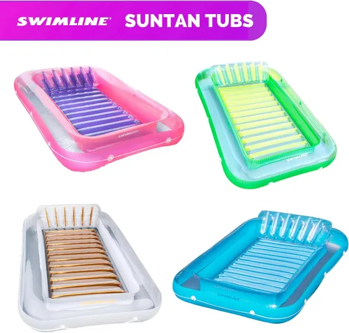 Miniatura 8 de SWIMLINE Original Suntan Tub Series Classic Inflatable Tanning Float Floating Lounge Personal Tan Pool Hybrid Lounger Adjustable Pillow Fill