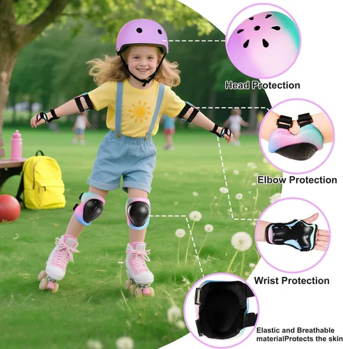 Miniatura 2 de Casco de bicicleta para niños de Banzk, para edades 3-5-8-14+, para niñas y niños, casco con rodilleras, coderas y muñequeras, ventilación