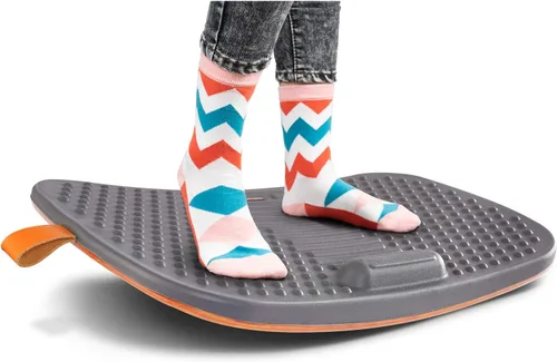 Fezibo Alfombrilla de escritorio de pie con barra antifatiga, tabla de equilibrio de madera con diseño ergonómico y cómodo tapete de estabilidad