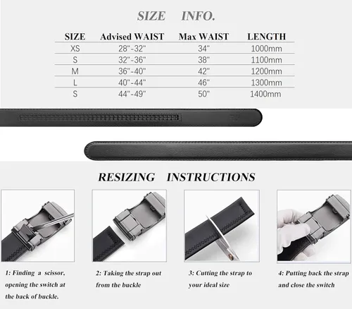 Miniatura 7 de Ratchet Belt for Men, Mens BeltGenuine Leather Belt with Automatic Slide Buckle