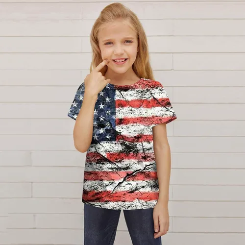 Miniatura 3 de Toddler Boy Tee Baby Girls Independence Day Pullover T-Shirt Tops Kids Crewneck Star Stripe American 4th of July