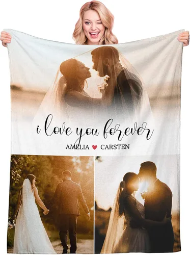 Miniatura 14 de Manta personalizada con texto fotográfico, manta de Navidad personalizada, manta de franela personalizada para bebés, familiares, parejas y amigos