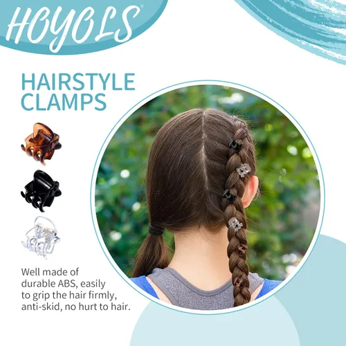 Miniatura 4 de Hoyols 48 mini pinzas para el cabello, pinzas pequeñas para mujeres y niñas, surtido de pinzas de plástico para mujeres y niñas, color negro, blanco