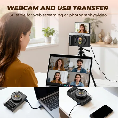 Miniatura 6 de Cámara digital 4K, cámaras de 64MP para fotografía con zoom digital de 16X, cámara de vlogging con enfoque automático para YouTube, cámara compacta