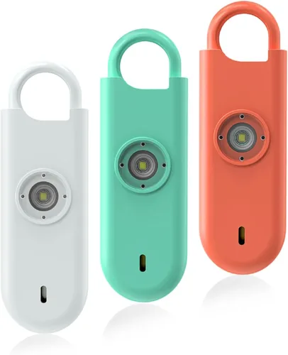 Miniatura 10 de Fauxomor Alarma de Seguridad Personal de 140dB para Mujeres, Paquete de 9 Alarmas de Protección Seguras Llavero con Luz Estroboscópica y Aviso